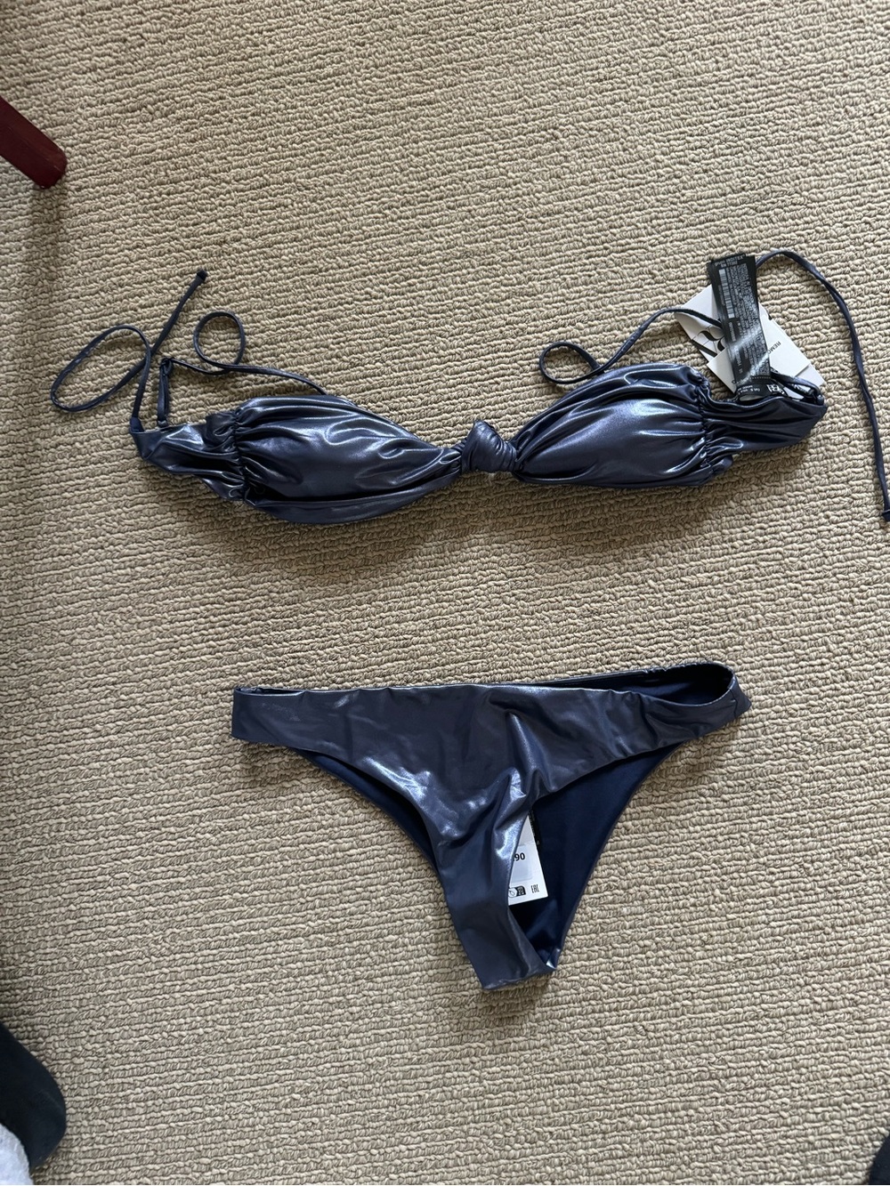 Zara Metallic Navy Blue Bikini Set